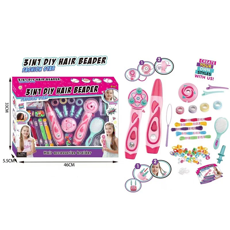 Kids Electronic DIY Bead Hair Braiding Machine Toys Automatic Hair Decoration Braider Hairstyle Tool Toy Gifts
