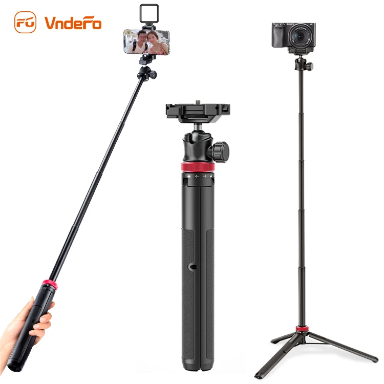High Quality Collapsible Mobile Selfie Stick Tripod with Fill Light 3 in 1 Extendable Camera Selfie Stick
