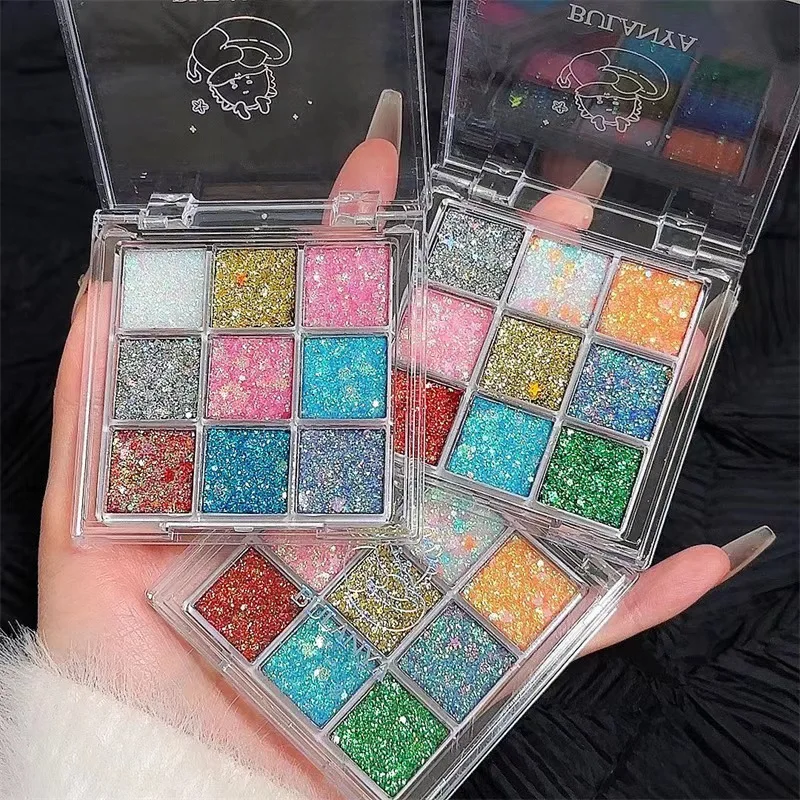 Queens factory New Design 9-Color Bright Eyeshadow Plate for Students Stage Makeup Shimmer Dark Skin Tones Dry Eye Shadow