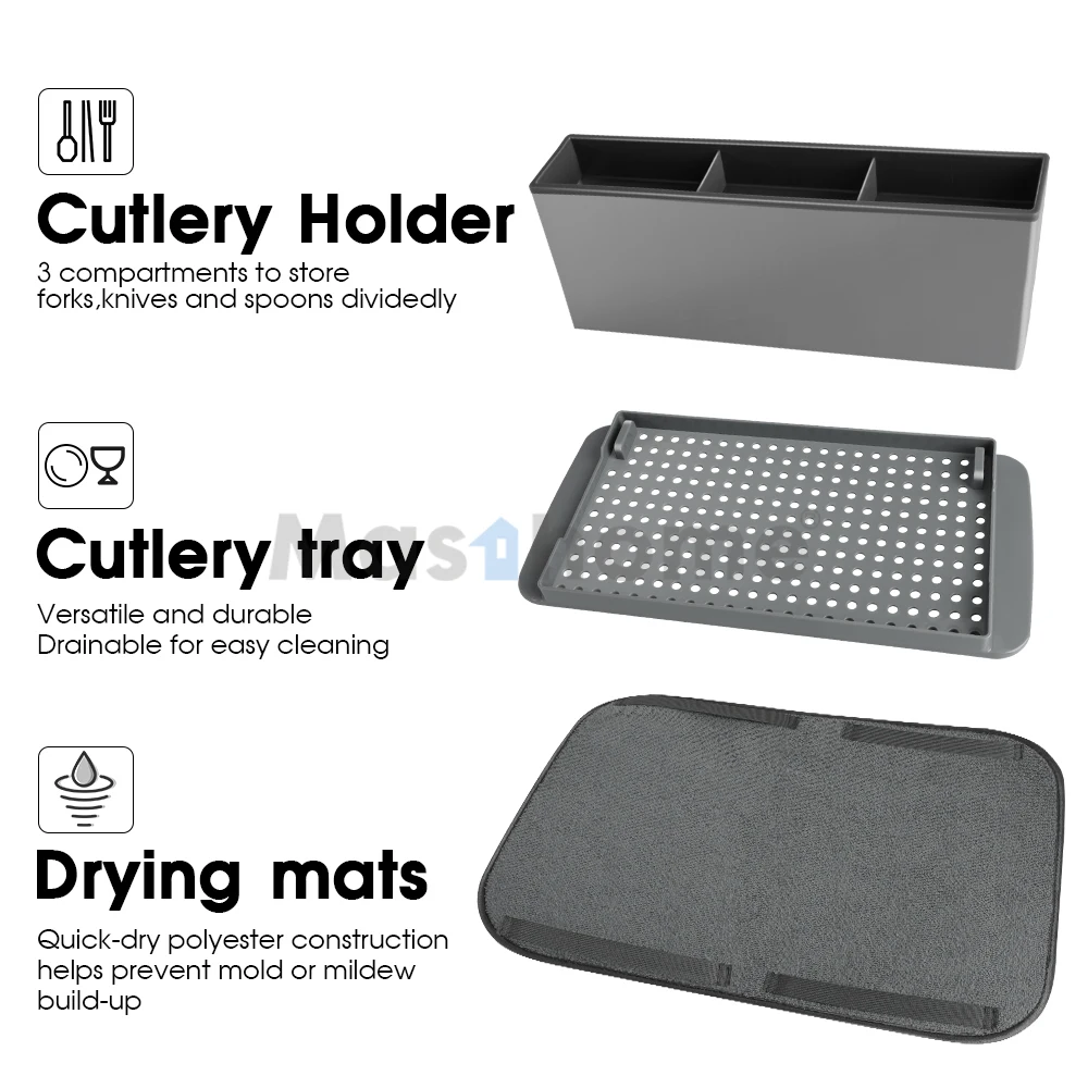 Masthome newly multifunctional microfiber Dish Drying Rack Mat foldable Kitchen Dish rack Mat