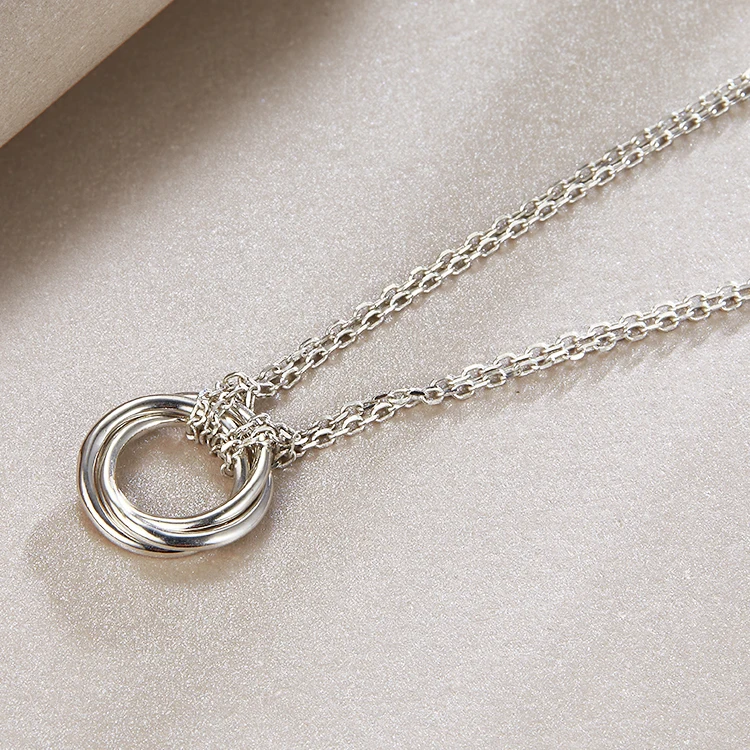 Classic 925 Sterling Silver Jewelry Set Circle Necklace and Bracelet Jewelry Set