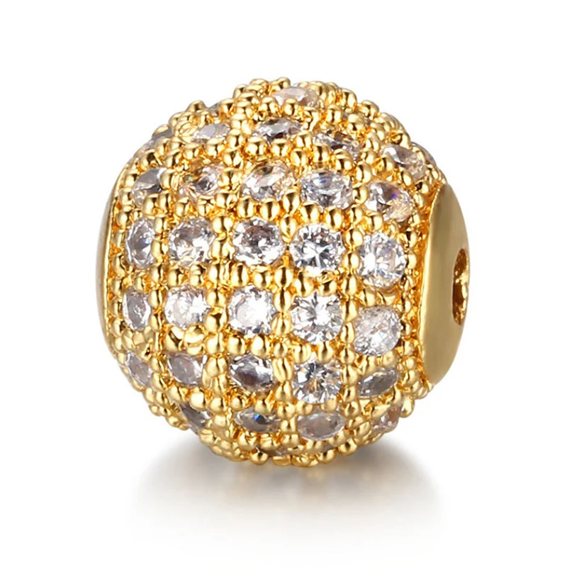 High Quality Micro Pave Clear CZ Ball Beads for Men Bracelet Women Jewelry Making
