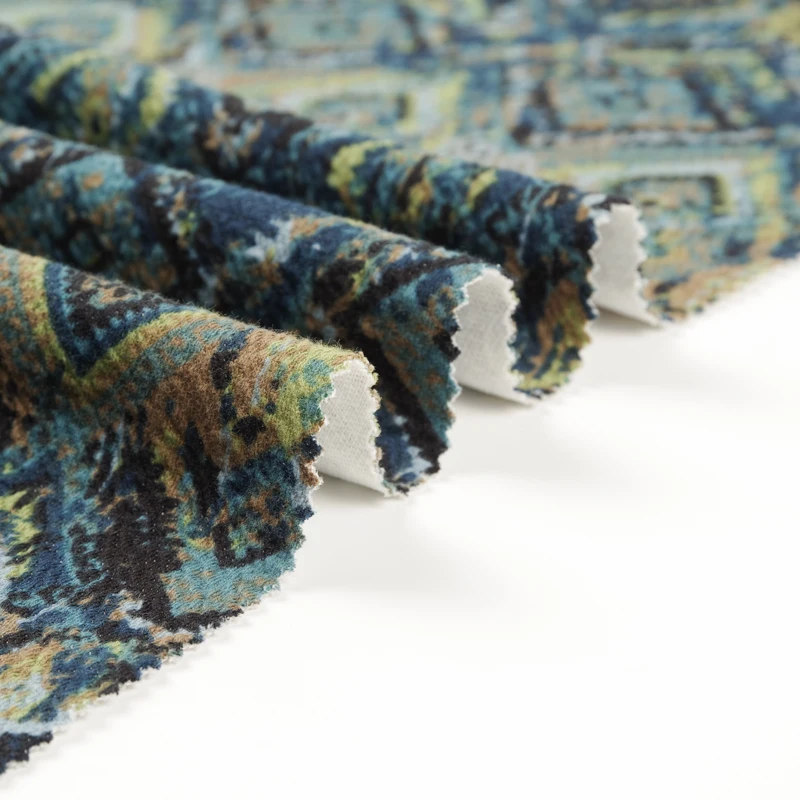 270gsm wrinkle knitting jacquard fabric cotton polyester screen print for wrap skirt knit fabric