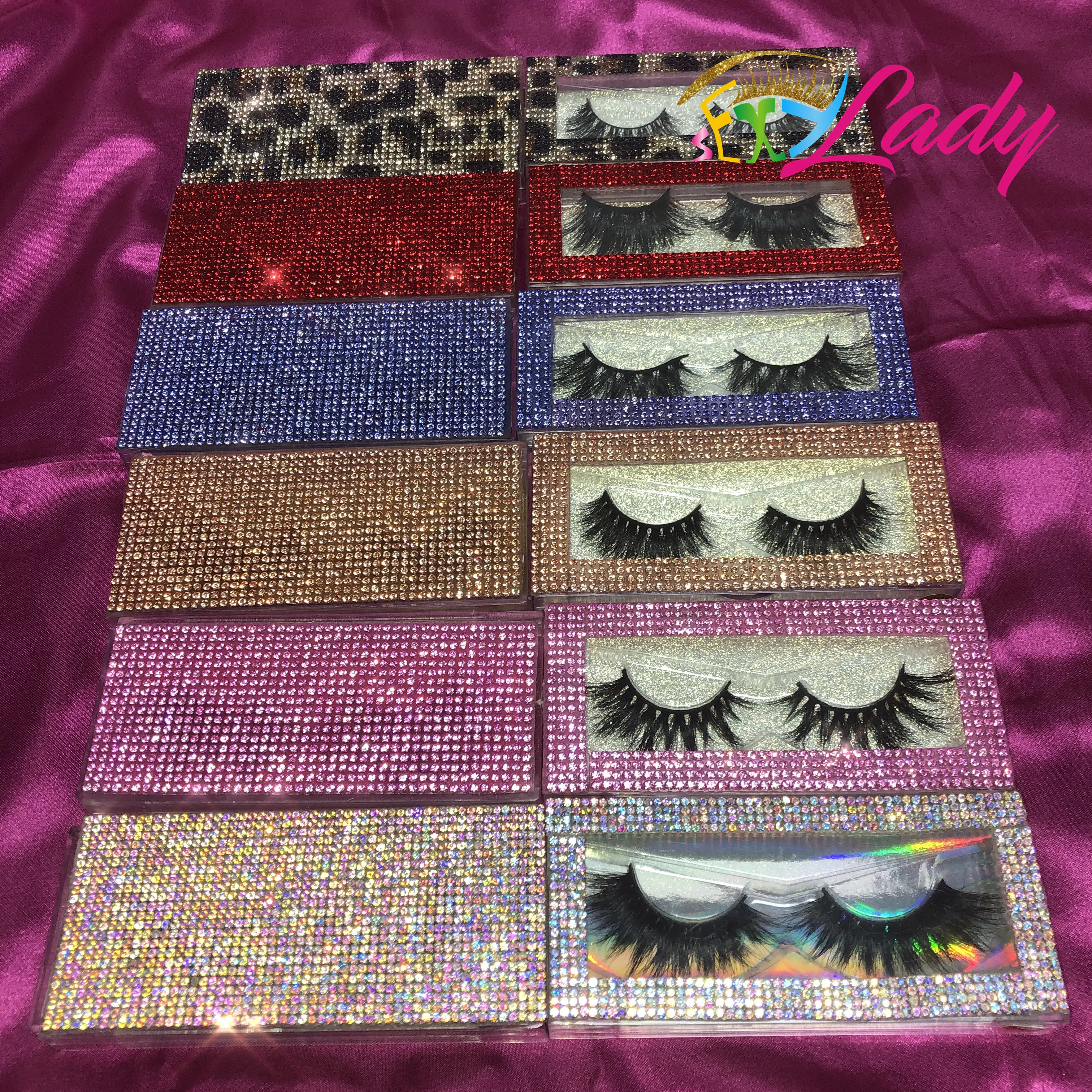 luxury mink lash with rhinestone eyelash custom packaging box eyelashes mink 3d 25mm 5d eyelashes