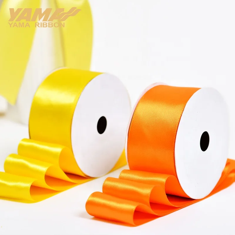 Yama factory wholesale 196 colors 38mm width polyester ribbon orange yellow gift satin ribbon
