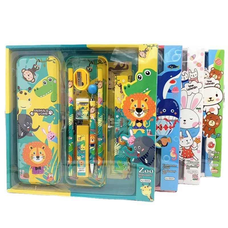 Wholesale Cute Animal 8-Piece School Supplies Back To School Supplies Girl Boy Kids Stationery Gift Set