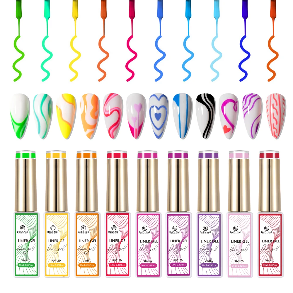Free sample Private label LOGO  liner gel Kit OEM 10ml nail art 24 colors UV solid painting gel polish nail art set