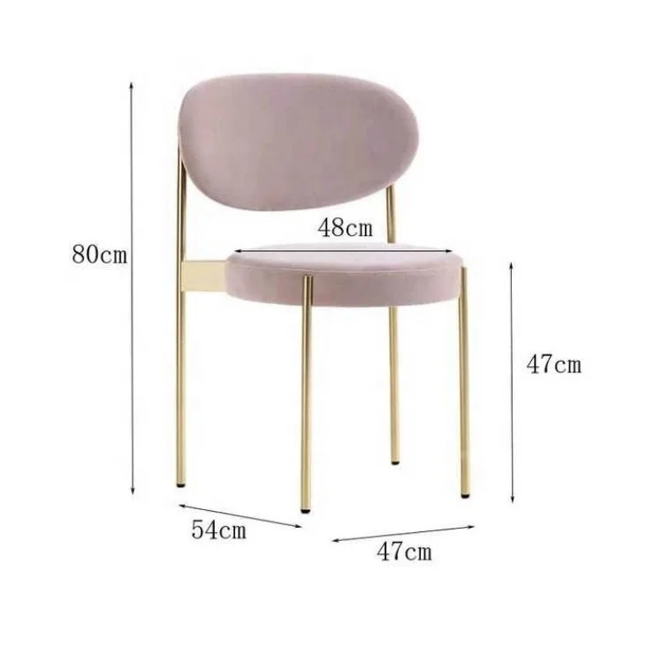 Modern simple metal frame dining chair designer round cushion leisure chair hotel restaurant furniture