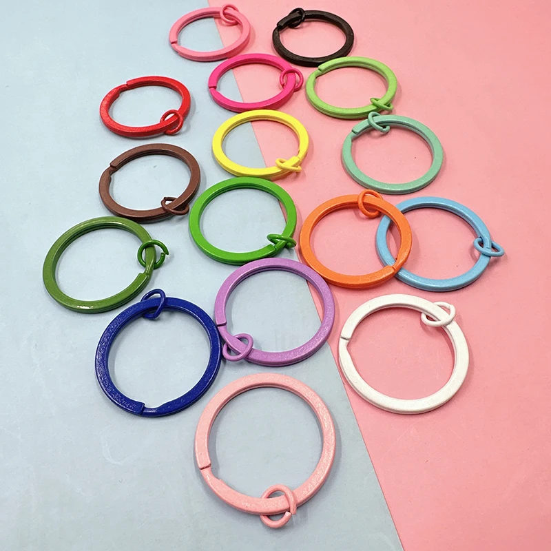 30mm Metal DIY Key Chain Accessory Silver Gold Bronze Round Split Key Ring With Twist Link Chain Keychain Rings With Link Chain