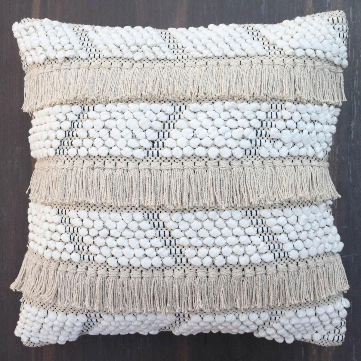 Sustainable Moroccan Cushion Cover Moroccan tribal tassel woven tufted seat cushion cover 20x20inch geometric pillow covers