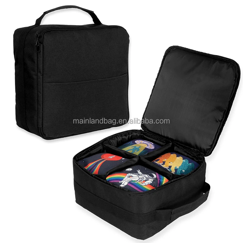Outdoor Cornhole Bag Carrying Case Holds 4 Corn Hole 16-20 Bags Organizer Game Bag with 4 Separation Pouches