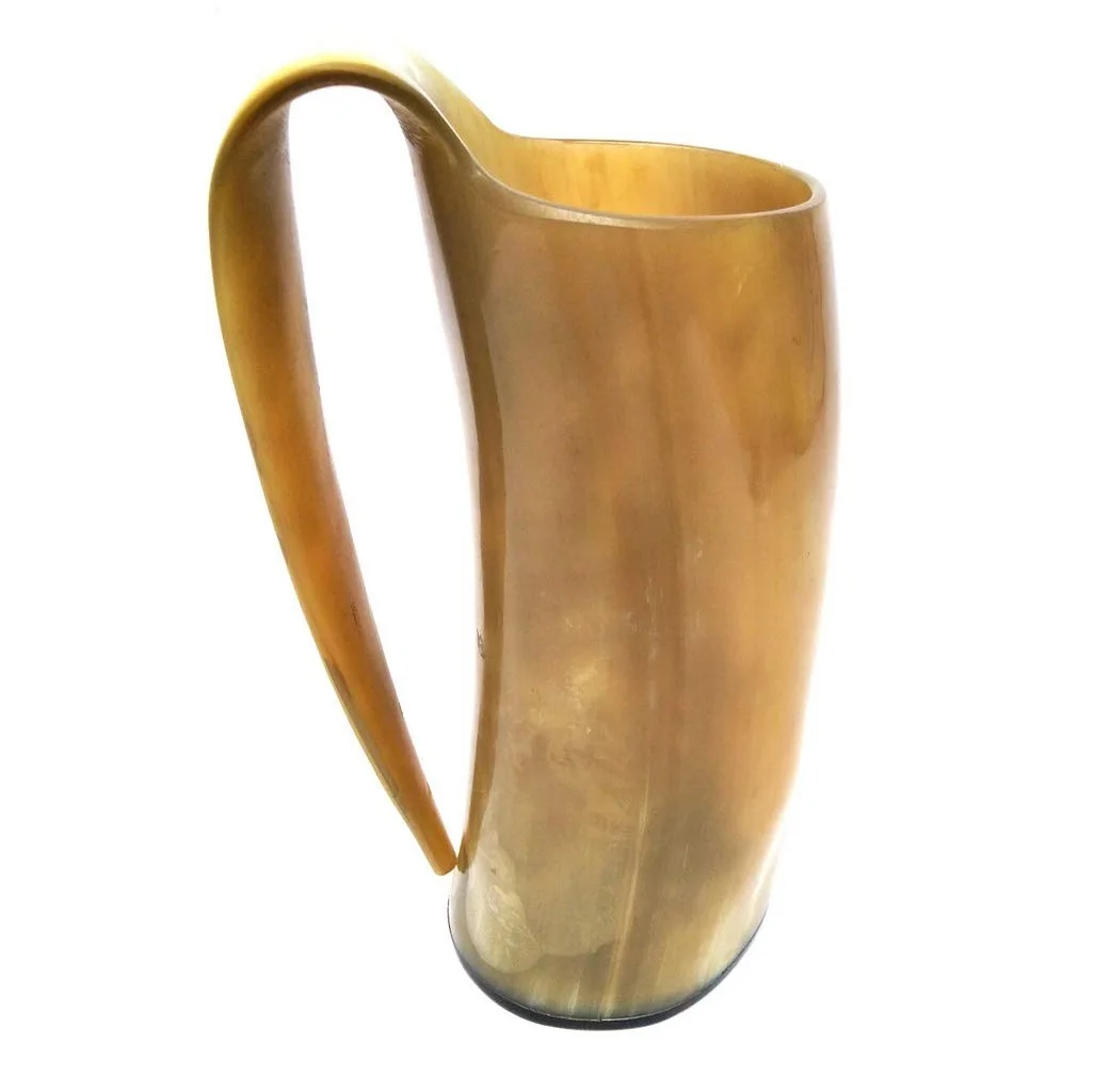 High Quality Natural Buffalo Horn Mug Best Selling Handmade Viking Carved Drinking Tankard Beer Horn Mug