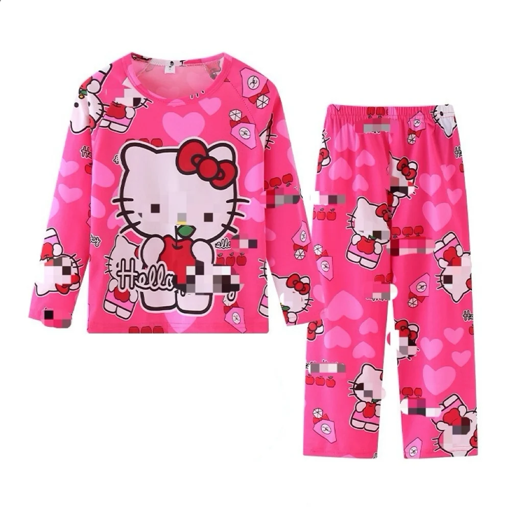 Wholesale Cartoon Kids Pajamas Hello Kt Melody Sleepwear Casual Long Sleeves Spring Autumn Loungewear Sets Boys Girls Pajamas