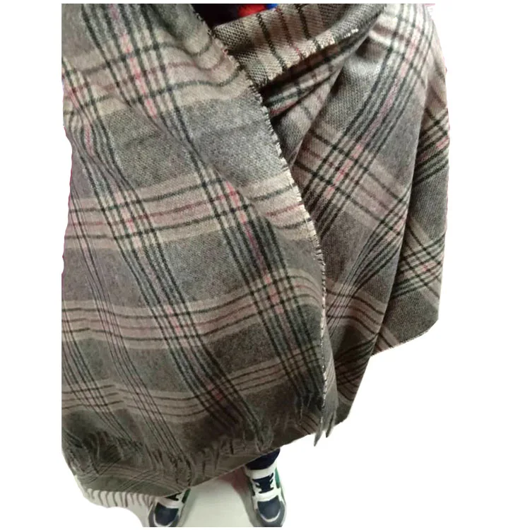 
Low MOQ Cashmere Scarf Vintage Pashmina Winter Women Warm Check Big Scarves 