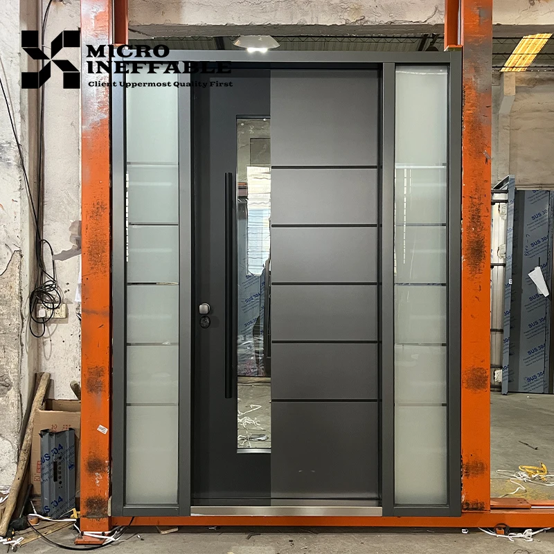 Fancy Cheap Security Exterior Main Door Stainless Steel Front Entry Door Modern Entry Door