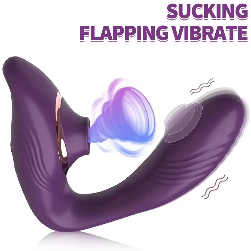 Portable 10 Mode Soft Silicone Sucker and flapping vibrating 3 in 1 Clitoral Nipple Breast G Spot Stimulate panty vibrator