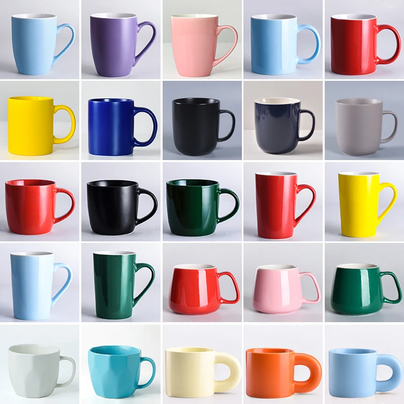 Cheap Porcelain Cappuccino Espresso Latte Cocoa Milk Tea Cups Custom Logo Printed Glazed Ceramic Coffee Mug Tazas with Handle