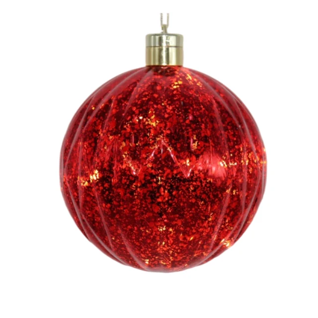 Customizable LED Light Glitter Ball Ornaments Christmas-Colored Plastic Hanging Decorative Balls Home Wedding Tree-Shaped Model
