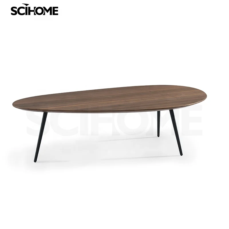 Scihome modern coffee table for living room walnut color
