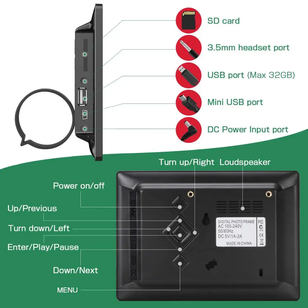 Digital Picture Frame 8 inch Electronic Photo/Music/Video Frame 4:3 Wide Screen with Remote Control, Best Gift for Christmas