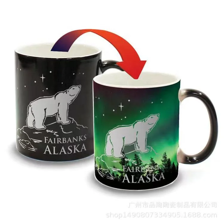Wholesalers Gift customization Hot Selling Custom Logo Ceramic Coffee Mug Sublimation Heat Sensitive Ceramic Color Changing Mug