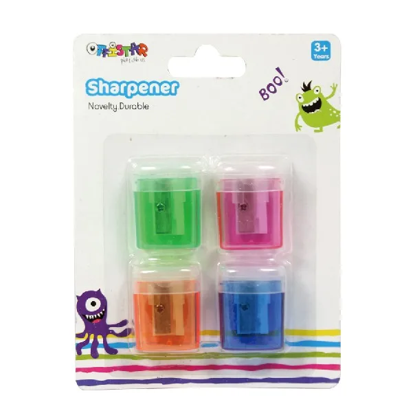 Promotion stationery custom student school office small pink cartoon plastic manual pencil sharpener