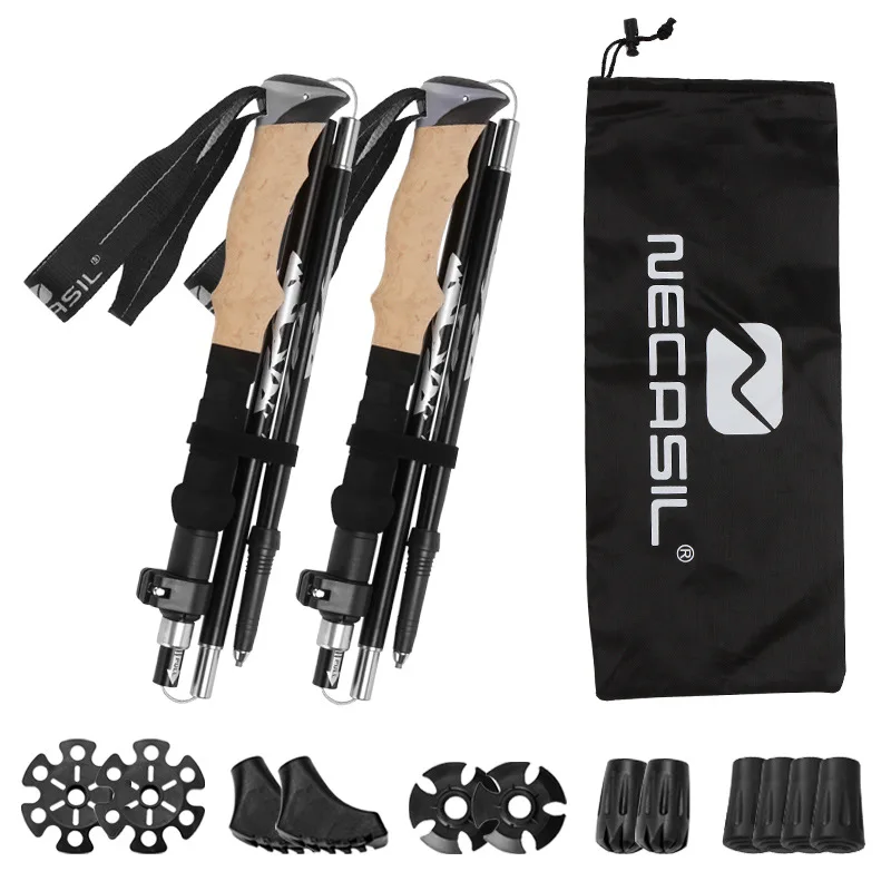 TF Wholesale Price  Folding Aluminium 125cm 5 Sections 7075 Nordic Hiking Trekking Pole  Walking Sticks