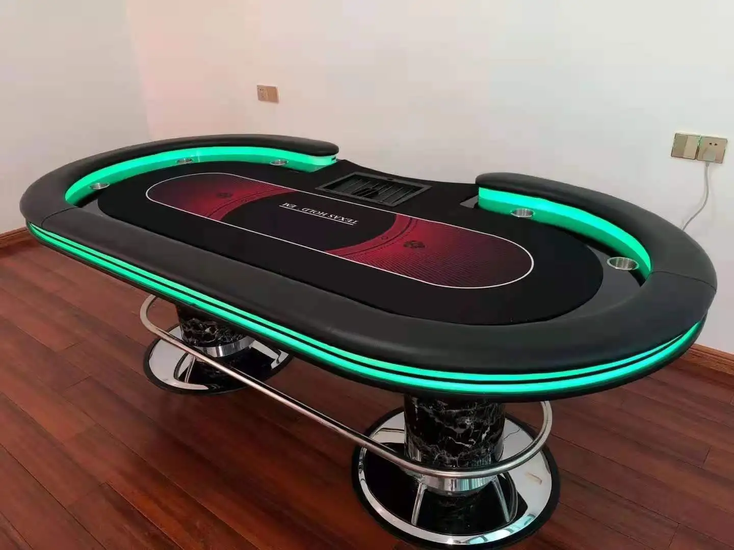 10 People Casino Table Texas Poker Gambling With Led Lights