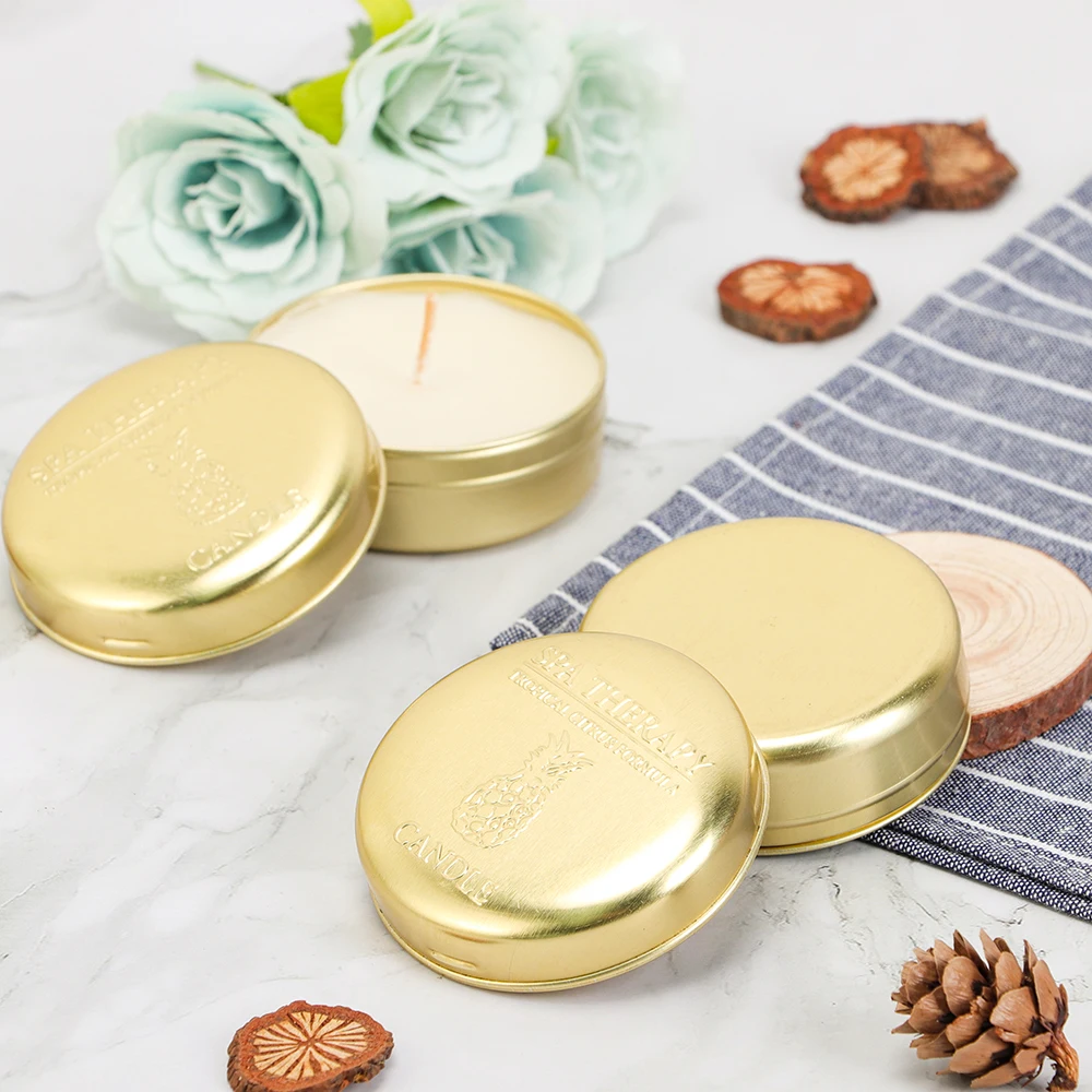 Free Samples Embossed Rose Gold Round Shape Seamless Candle Aluminum Tin