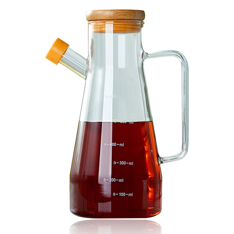 
Glass Oil Bottle Kitchen Cooking Olive Oil Dispenser, Borosilicate Glass Oil Canister Leak Proof with Bamboo Cork Eco-friendly 