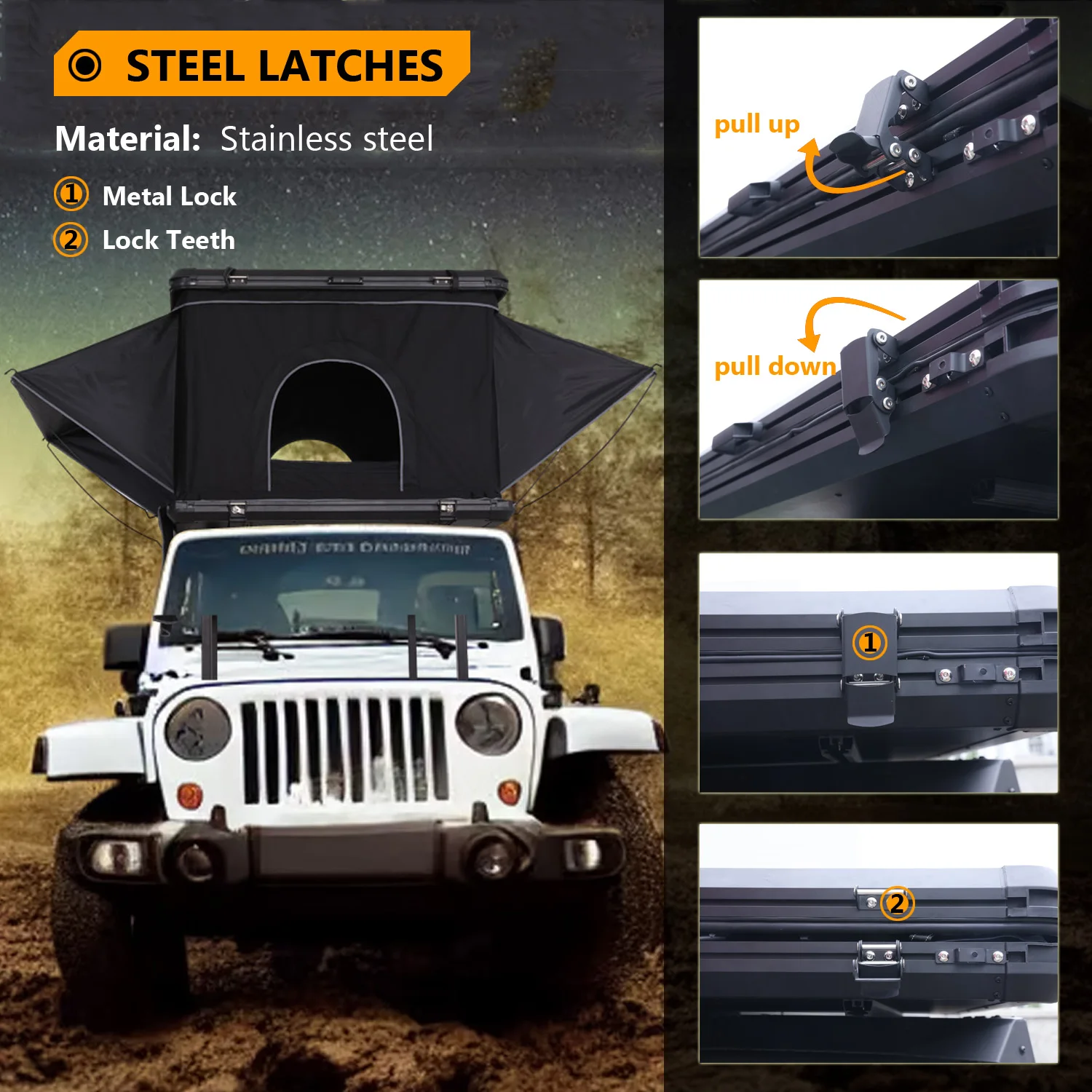 China manufacturers camping buy aluminum hardshell rooftop tent for pickup car suv