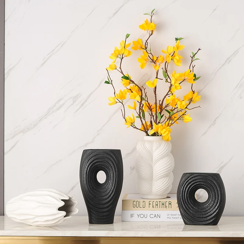 Handmade  ceramic shell vase set of 3 for flowers new arrivals decoration ornaments for wedding accessories decoration