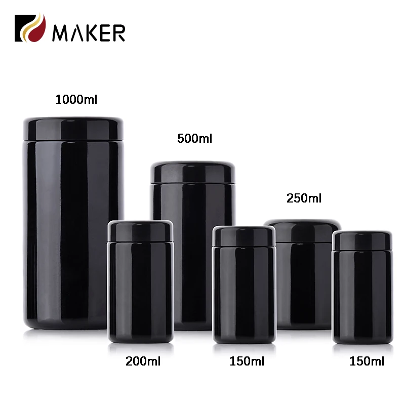 150ml 250ml 500ml 1000ml uv violet supplement smellproof food bottle cosmetic glass jar for gummy dried flower with bakelite cap