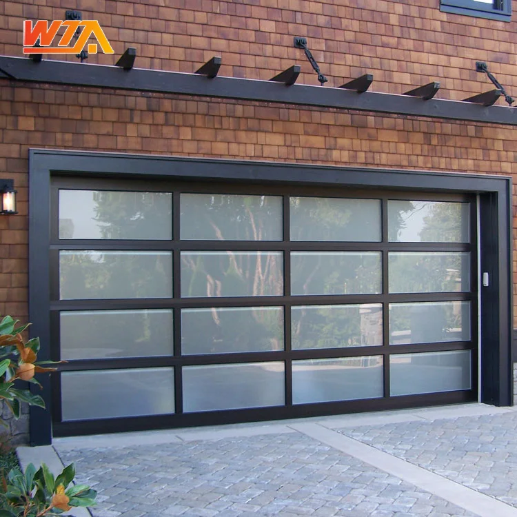 8X7 8X8 9X7 9X8 16X7 16X8 Real Tempered Transparent or Frosted glass Sectional Glass garage door