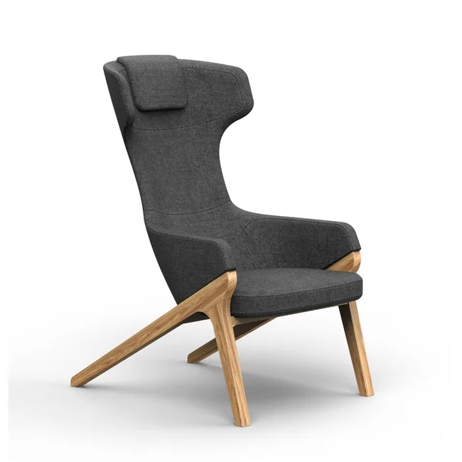
High Back Big Ash Wood Legs Soft Commercial Furniture Loose Leisure Boss Chair 