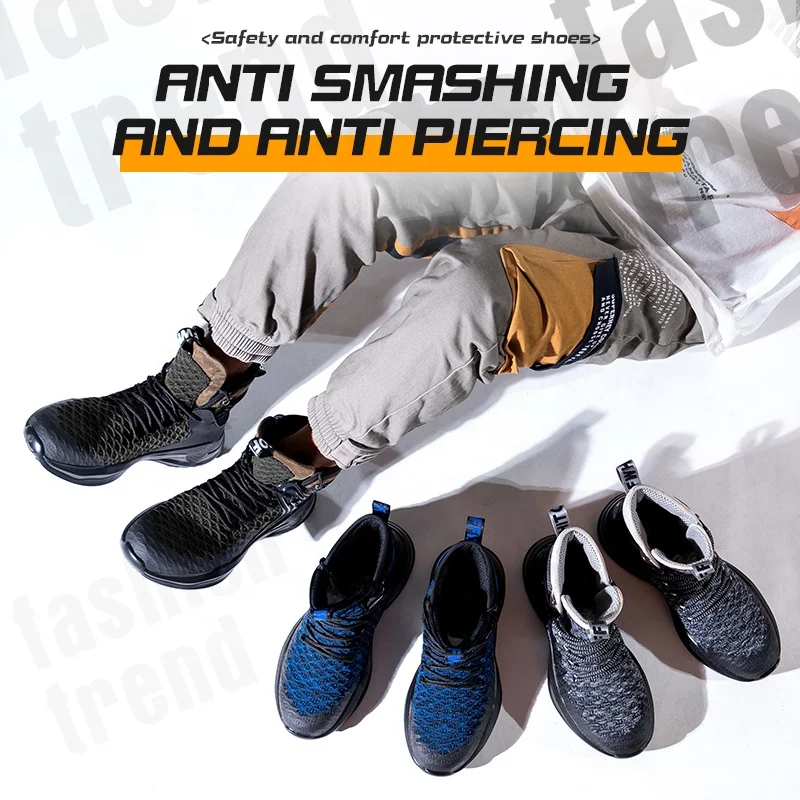 Steel Toe Shoes for Men Safety Work Shoes Indestructible Steel Toe Sneakers Puncture Proof Slip Resistant