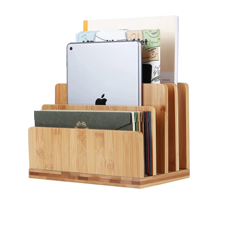 Custom Bamboo Mail Sorter Organizer Multifunctional Other for file Home Office Bamboo Desk Organizer