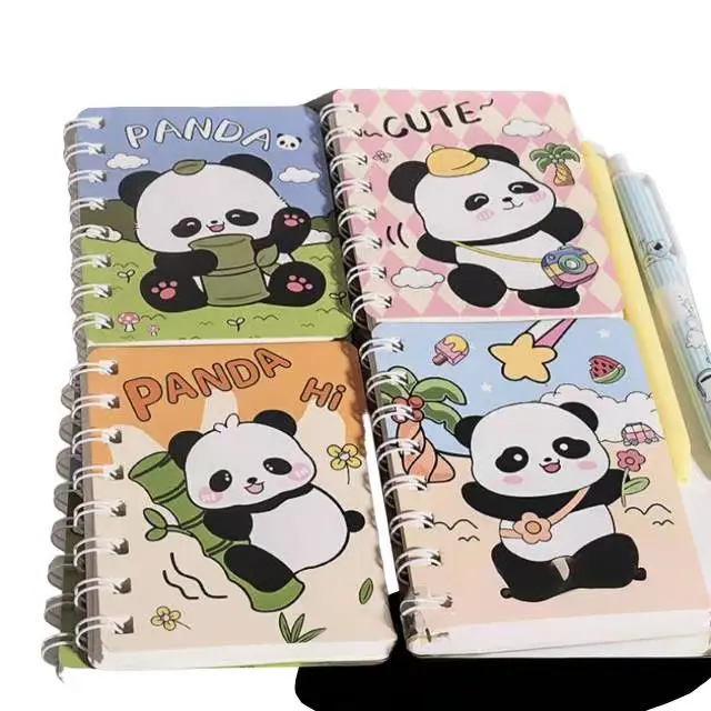 Оптовая продажа портативный блокнот с мультипликационной пандой A7 тетрадь для учеников начальной школы милый мини карманный