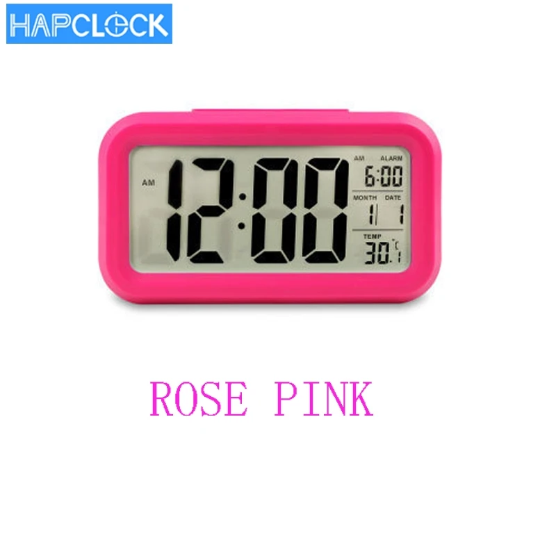 Smart with Day Date Temperature Alarm and Backlight Desk Table Clock with Snooze LCD Travel