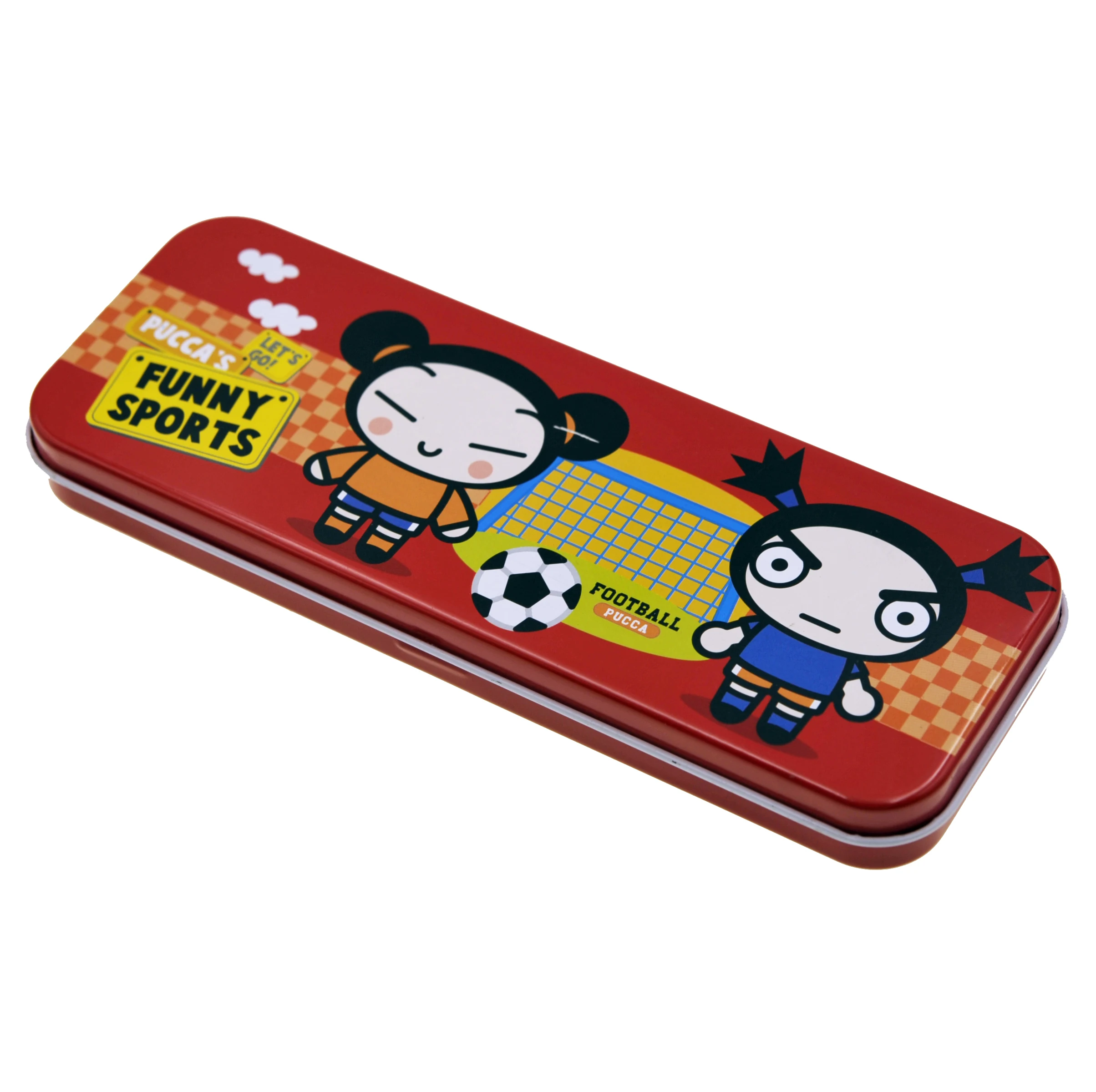 Cute Rectangle Metal Tin Pen Box Double Layer Tin Pencil Case For School Students