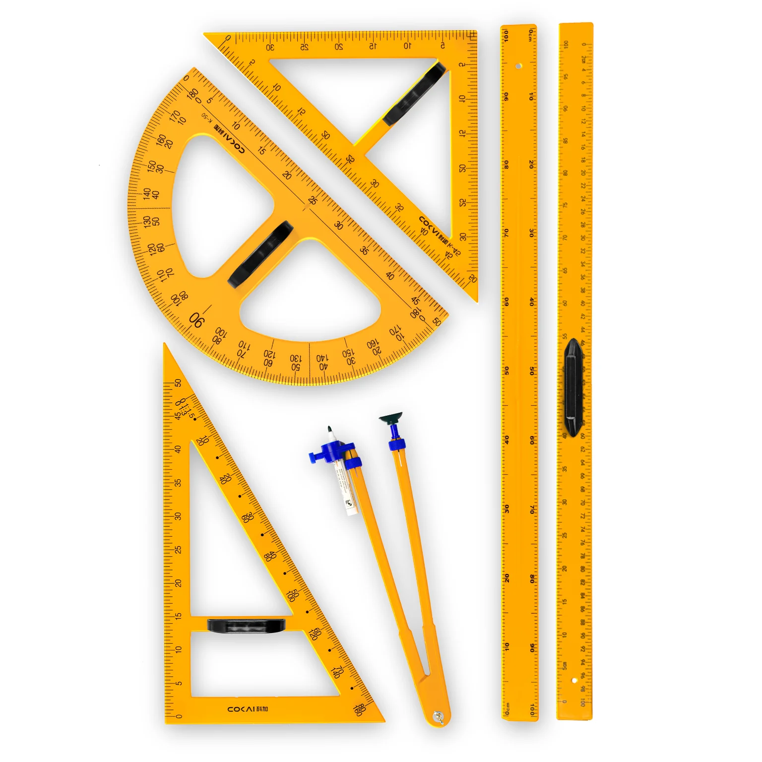 Пластиковые канцелярские принадлежности для школьных классов Геометрическая математическая шкала инструменты транспортир треугольные линейки Набор обучающих