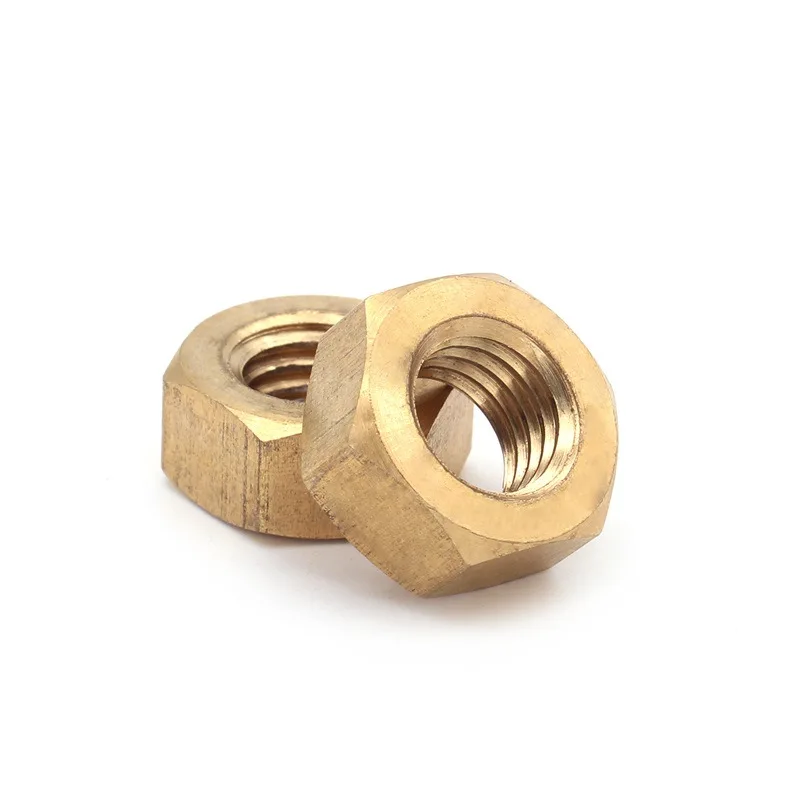 DIN934 Nut and Bolt Manufacturing Fastener Solid Brass Copper Hex Hexagon Nut for M2-M24 Screw Bolt Metric Thread