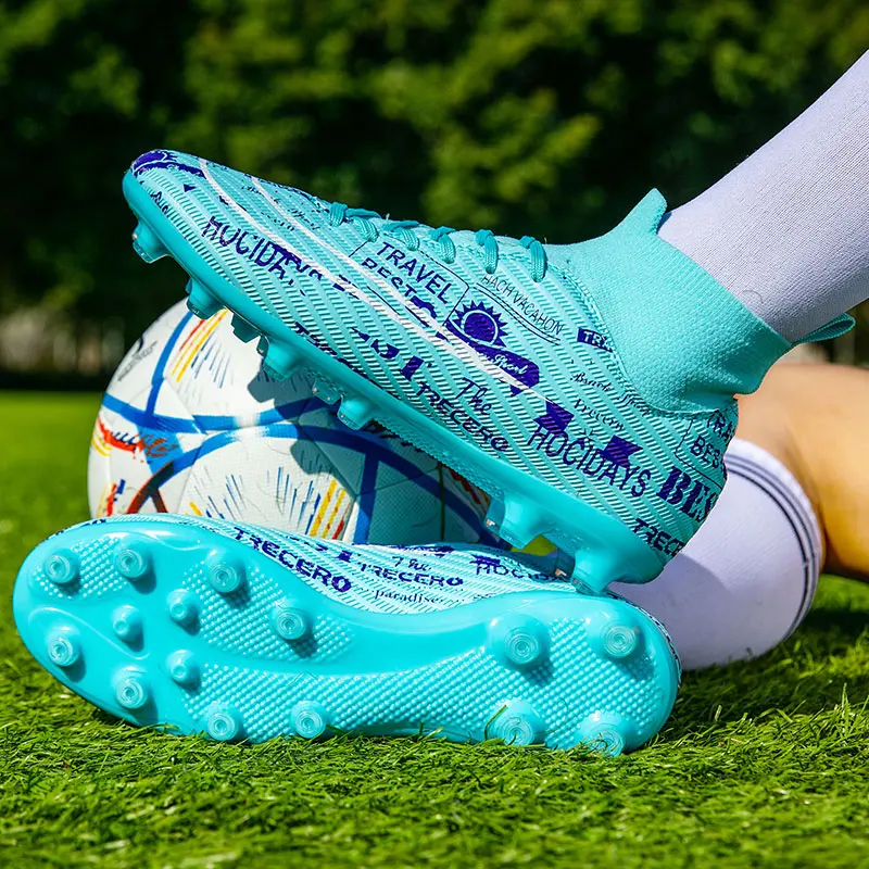 new style big size 35-47 High top long spikes football shoes men soccer boots