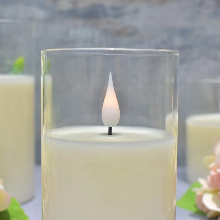 USB New Bullet 3D Wick Glass Candle Flameless LED Candles Sets