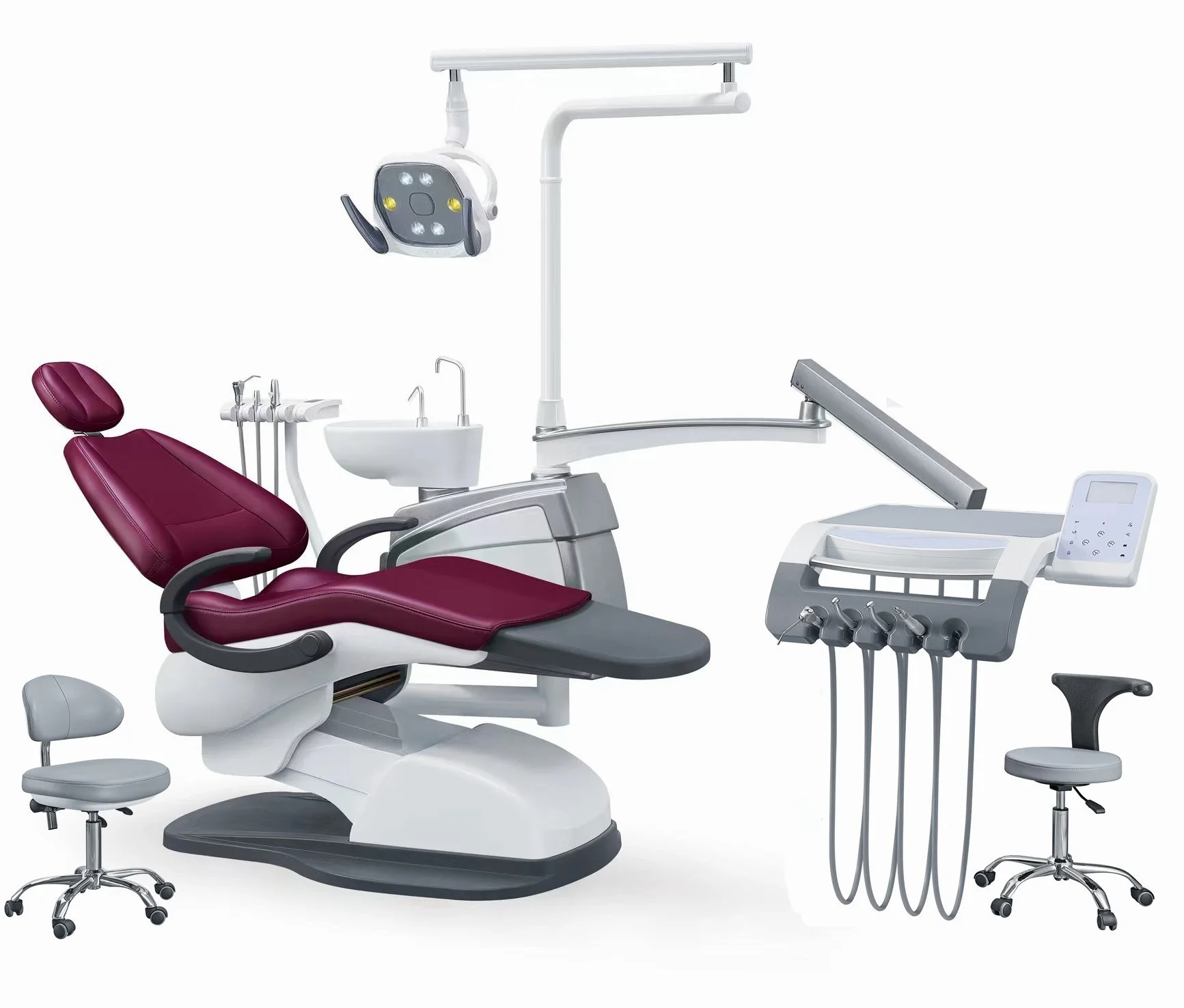 MC18 Strong plastic cover iron baseplate high end dental chair equipment with two-stage microfiber leather