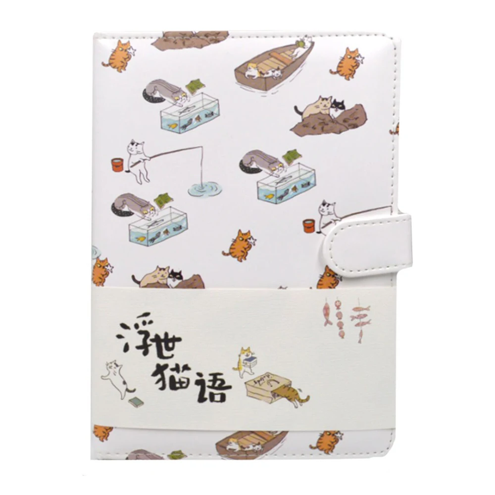 Cute Cat Korean Diary Journal Student University Pu Notebook With Clasp