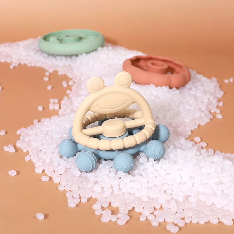 Silicone Stacks of Circles 6 Pcs Soft Teething Toy Set Educational Learning Baby Toy Frog Shape Stacking Ring Toys for Babies