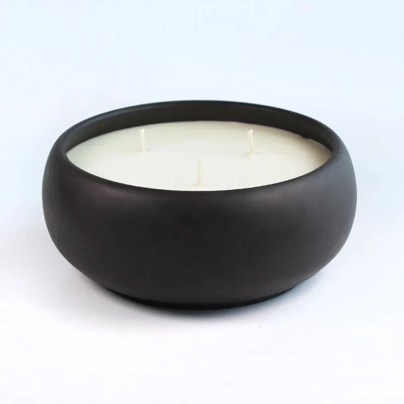 Handmade Soy Candle 3 Wick Matte Black Porcelain candle Lime Basil & Mandarin Strong Scent Soy Candle