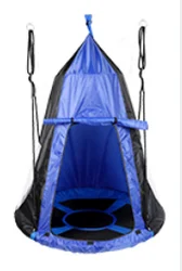 Outdoor and Indoor Kids Adjustable Height Hanging Play Round Swing with Tent