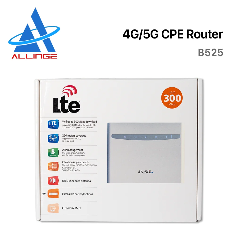 ALLINGE LG2503 4G LTE CPE OEM Modified Modem Malaysia  B525 4G Router 300mbps With External Antennas